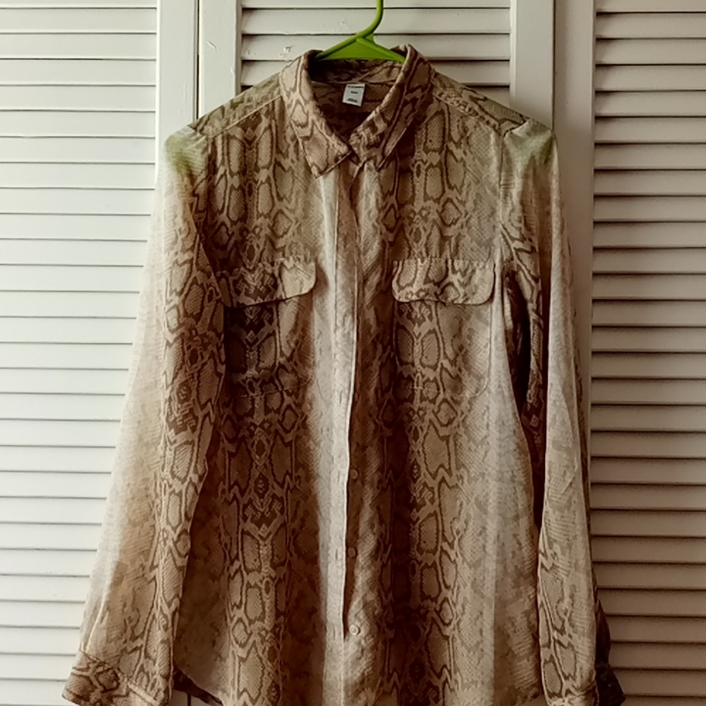 Vintage sheer snake skin button up